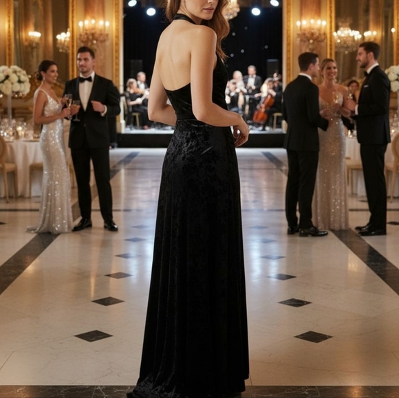 Dress the Population Black Velvet Wrap Dress NWT Size XL - Picture 2 of 11